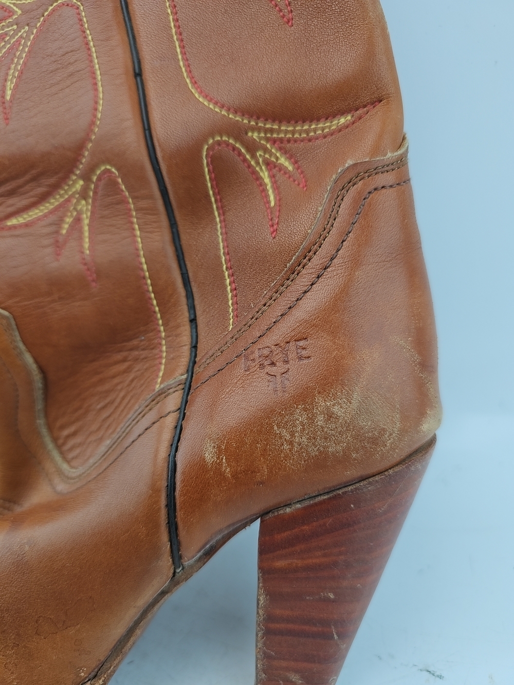 Frye Brown Leather Tall Cowboy Boots - Picture 2 of 5